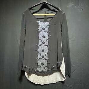 Whimsigoth grunge Yoana Baraschi Embellished Sequin Beaded High-Low Tunic Top